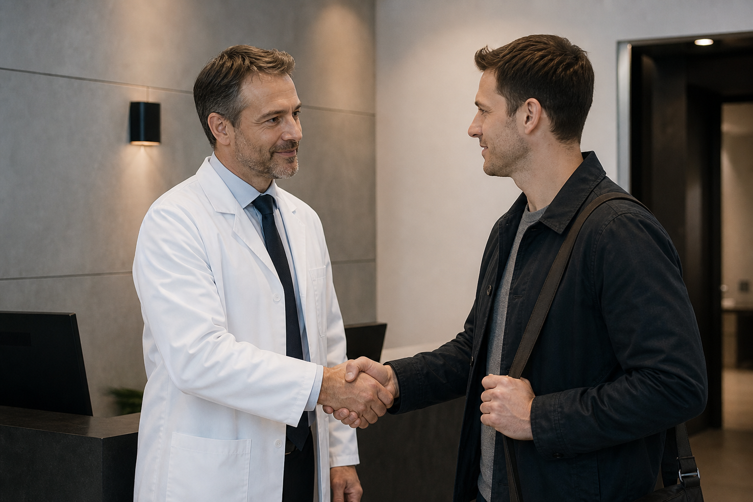 Male Doctor Shaking Hands at Moorgate Andrology Clinic