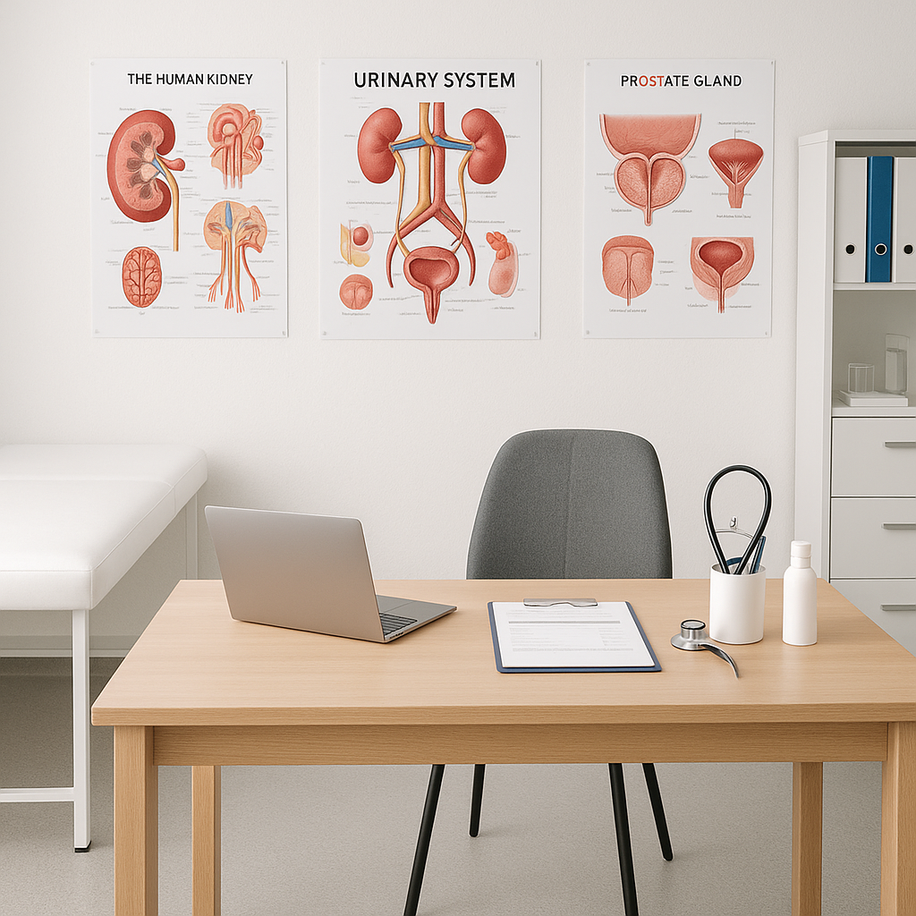 A clean, professional medical consultation room wi