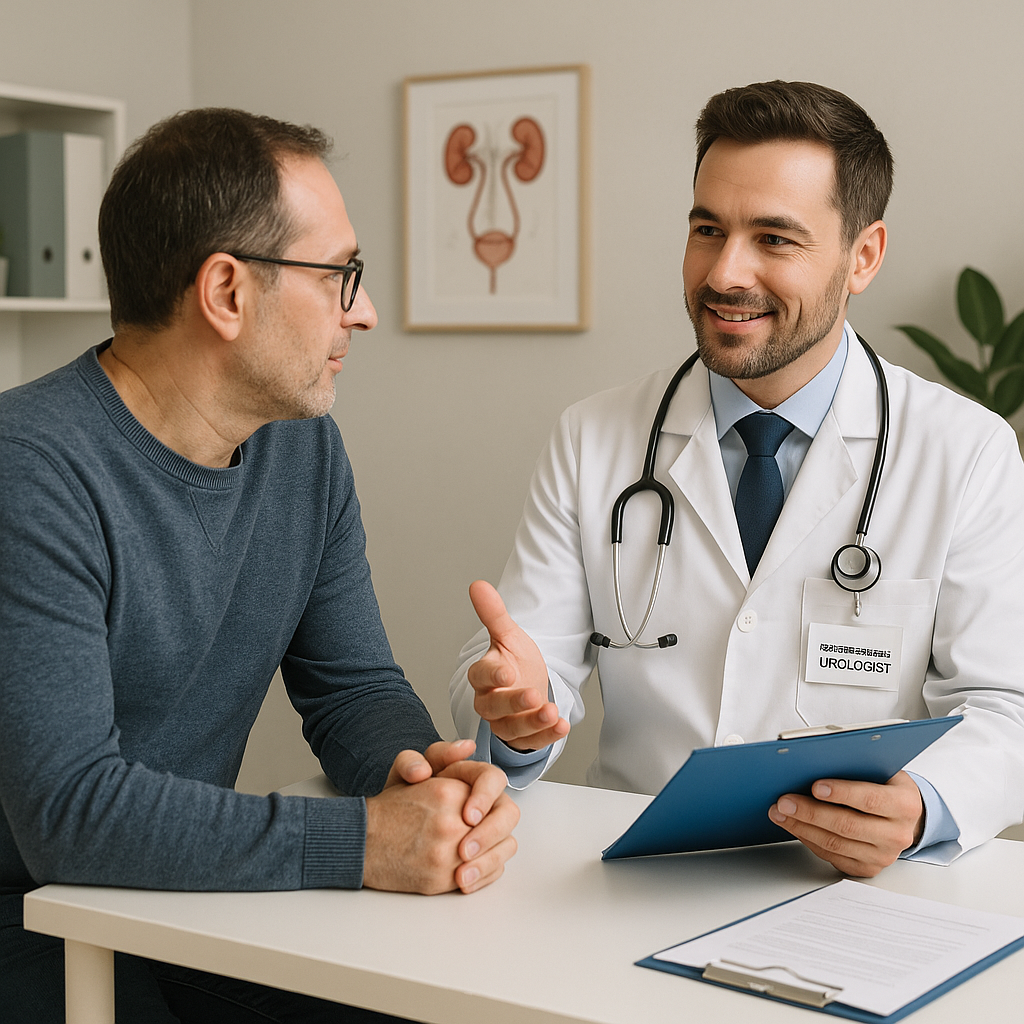 A professional medical consultation setting showin-1
