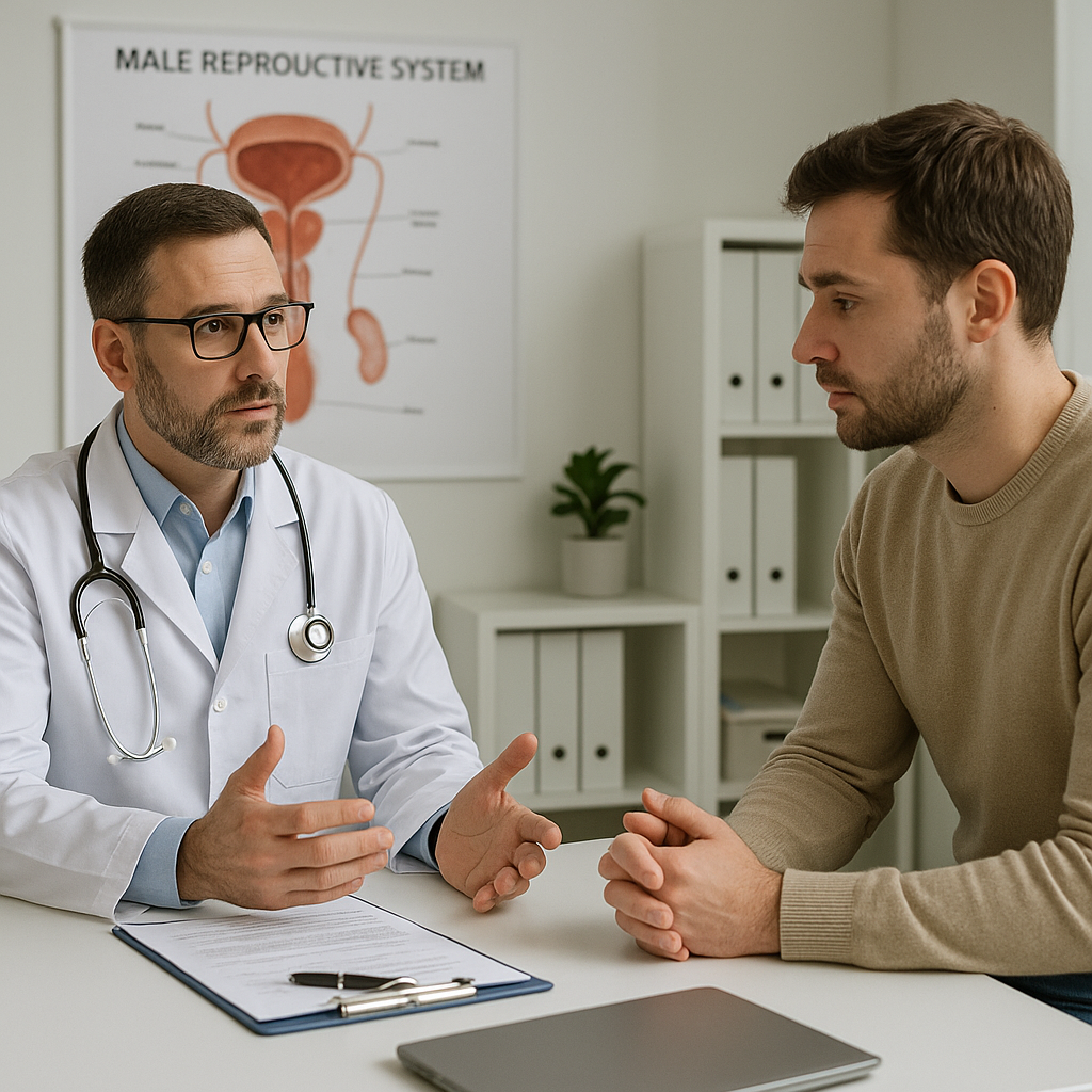 A professional medical consultation setting where