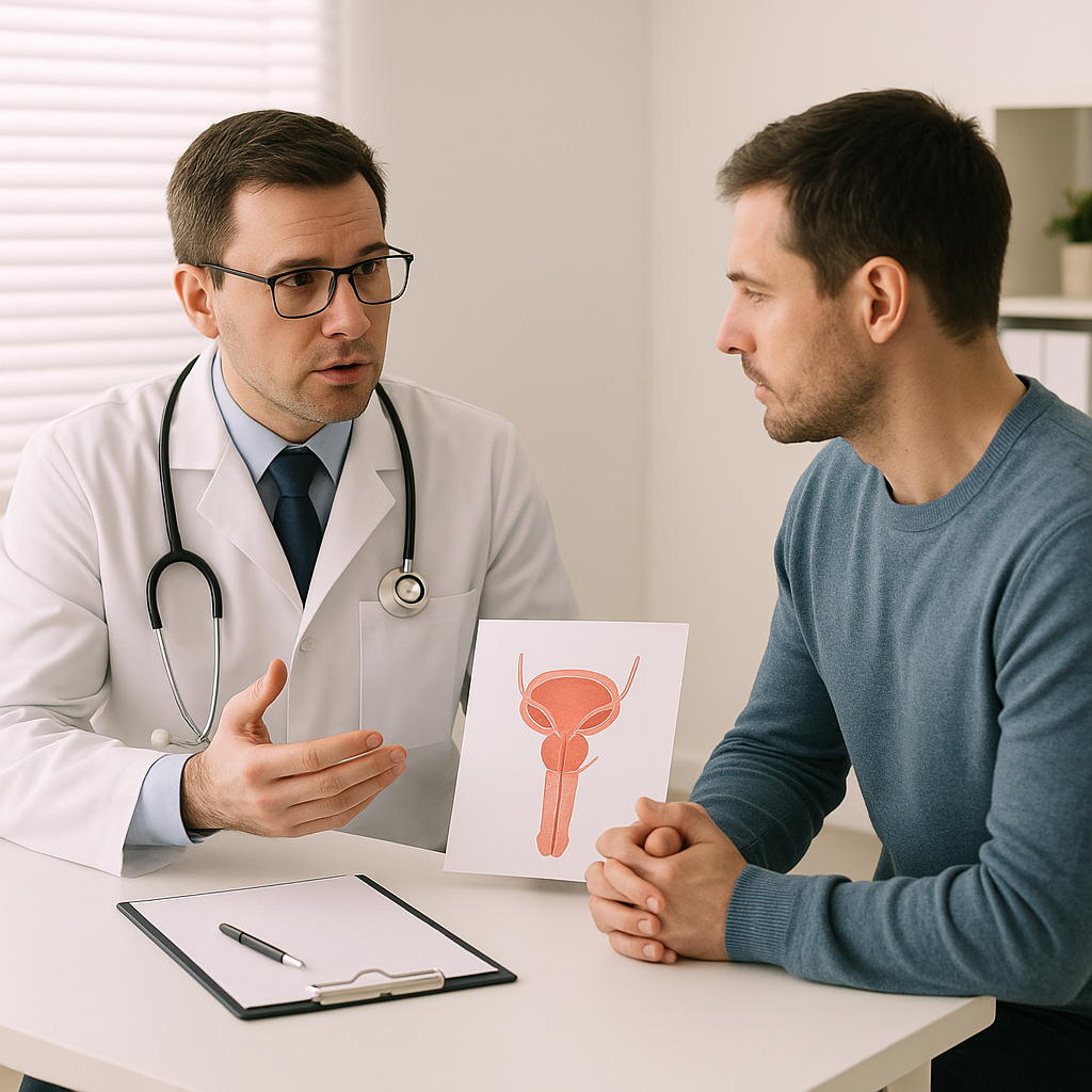 A professional medical consultation setting with a-1