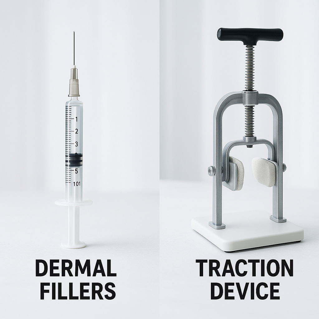 Side-by-side comparison visual showing a medical s