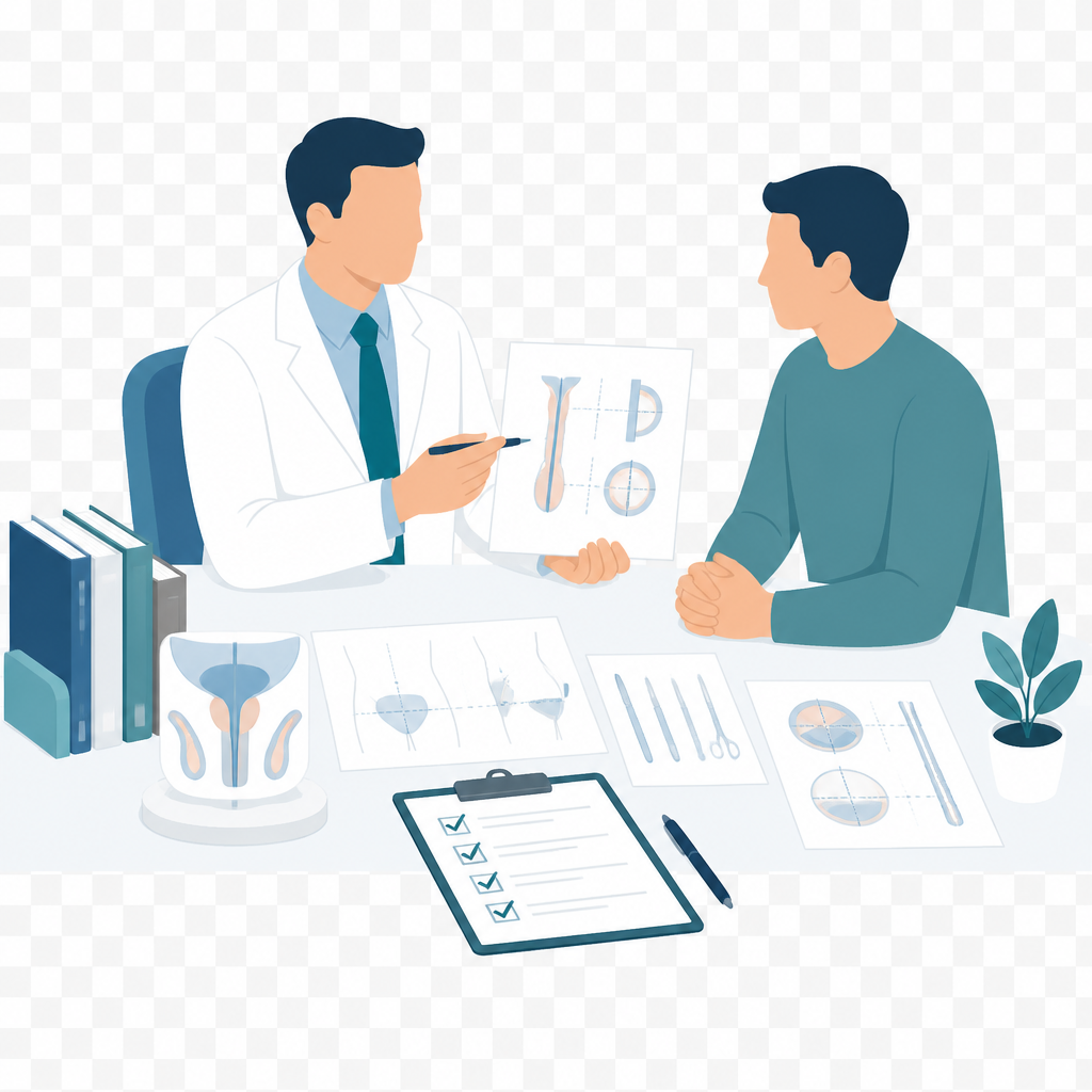 Medical Consultation with Anatomical Diagrams and Surgical Planning