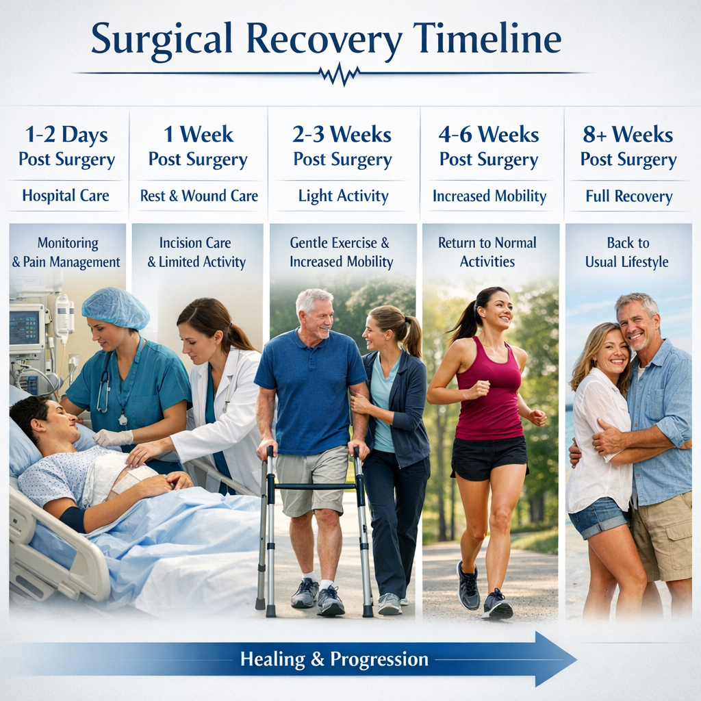 Surgical Recovery Timeline with Healing Imagery