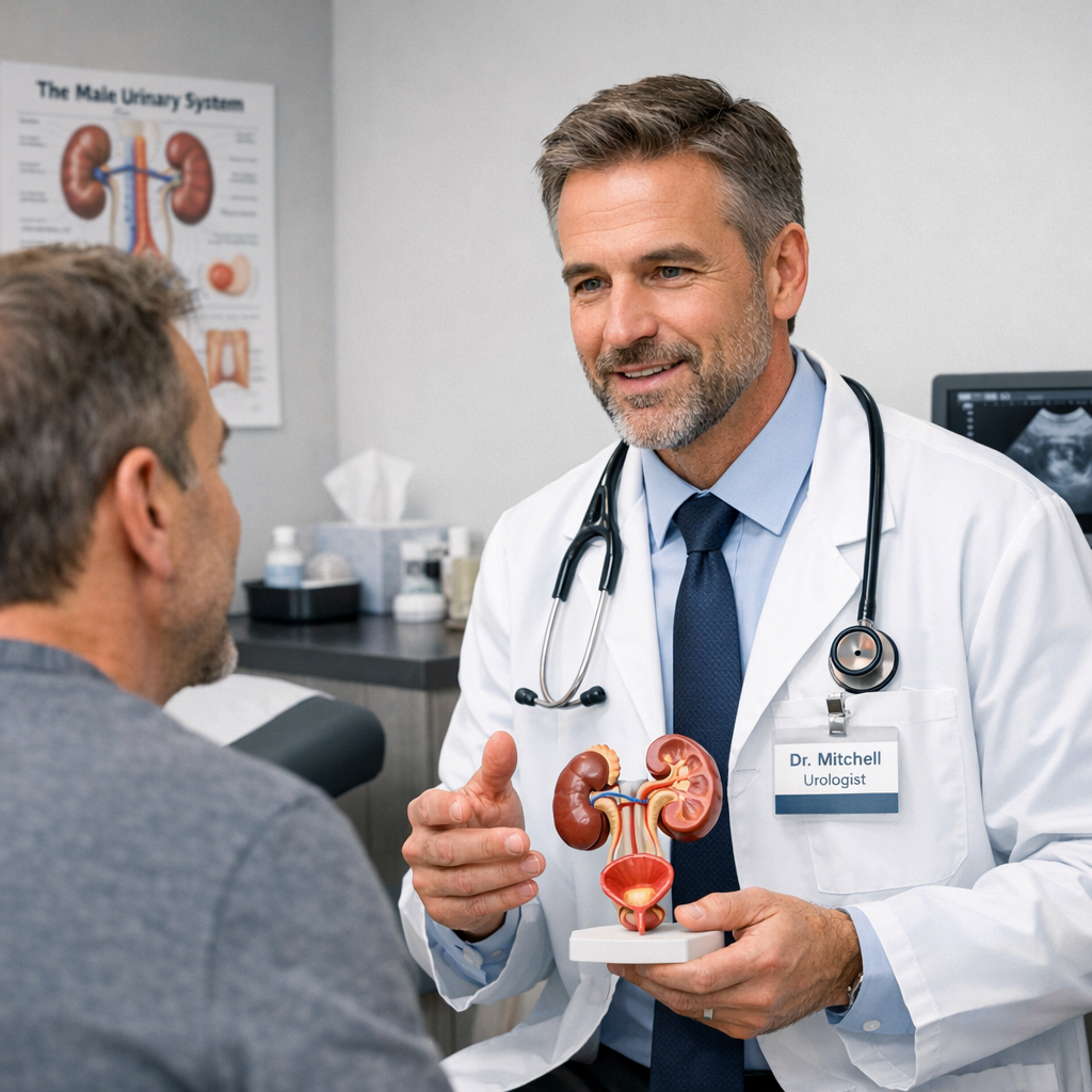 Urologist Consulting Patient in Modern Examination Room